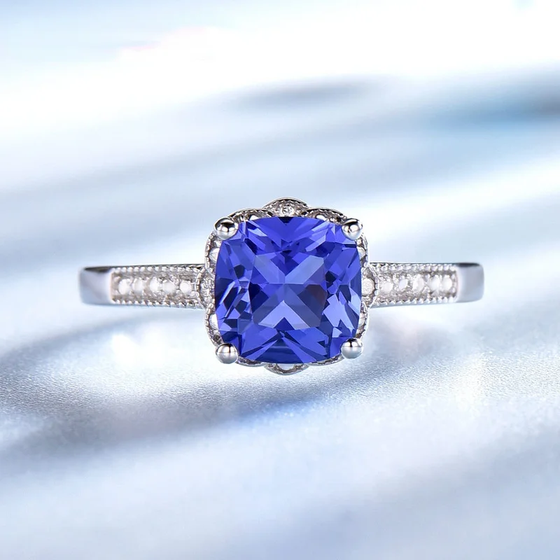 Женское кольцо из серебра 925 пробы с танзанитом | Украшения и аксессуары
