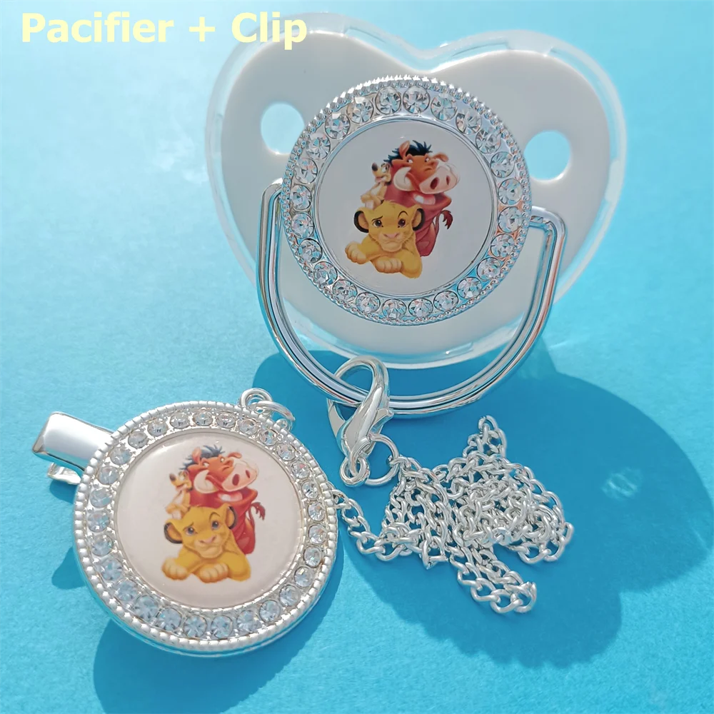 [1] Disney Tétine Perles et Clips Blanc Porte-Sucette BPA sans Silicone Bébé Sucette Or Bling