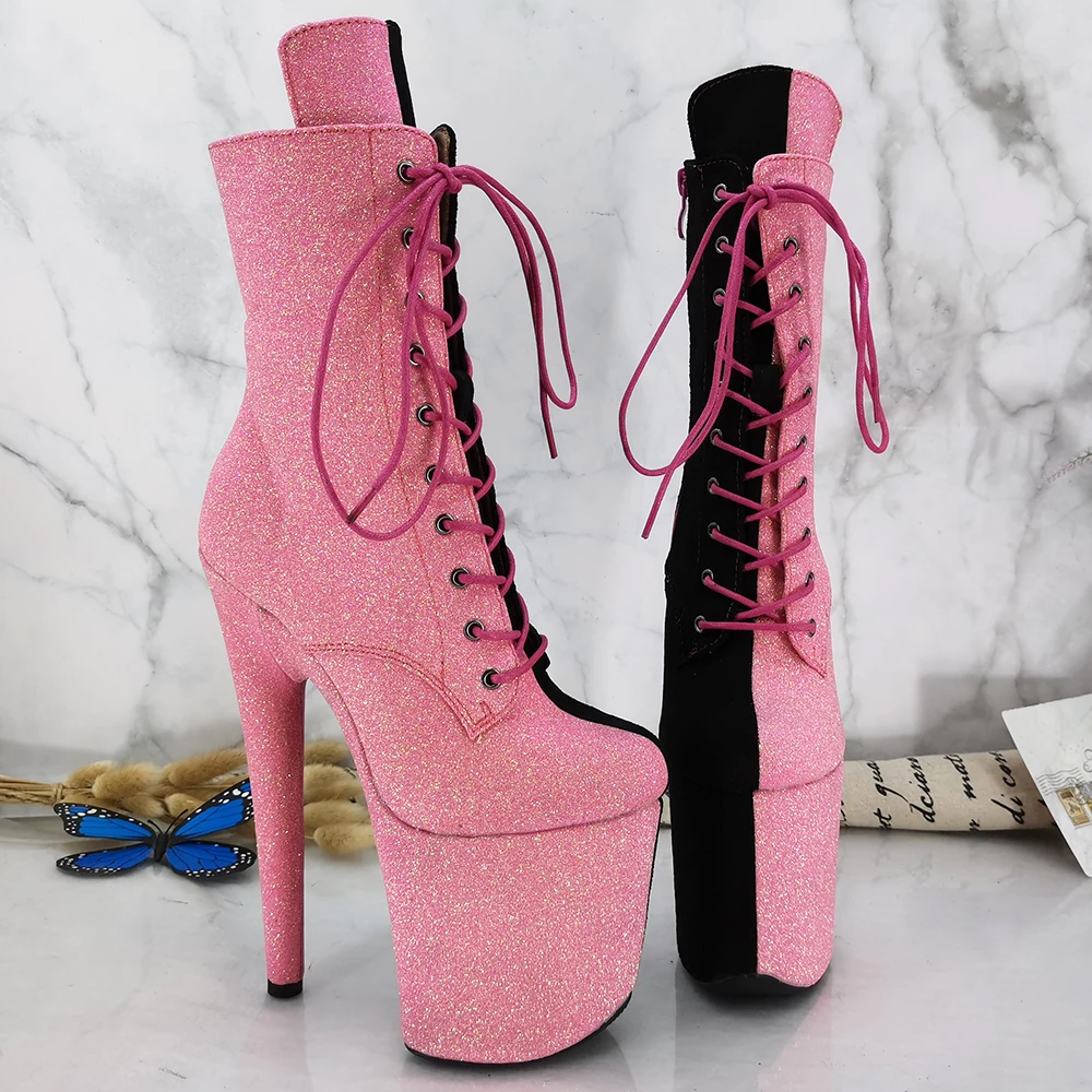 Leecabe  20CM/8inches Pole dancing shoes High Heel platform Pole Dance boot