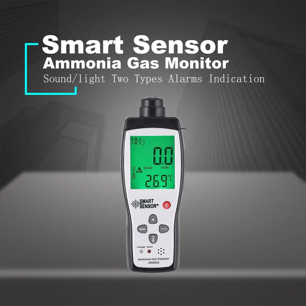 

Smart sensor Handheld Ammonia Gas NH3 Detector Meter Tester Monitor Range 0-100PPM Sound Light Alarm Gas Analyzers AR8500
