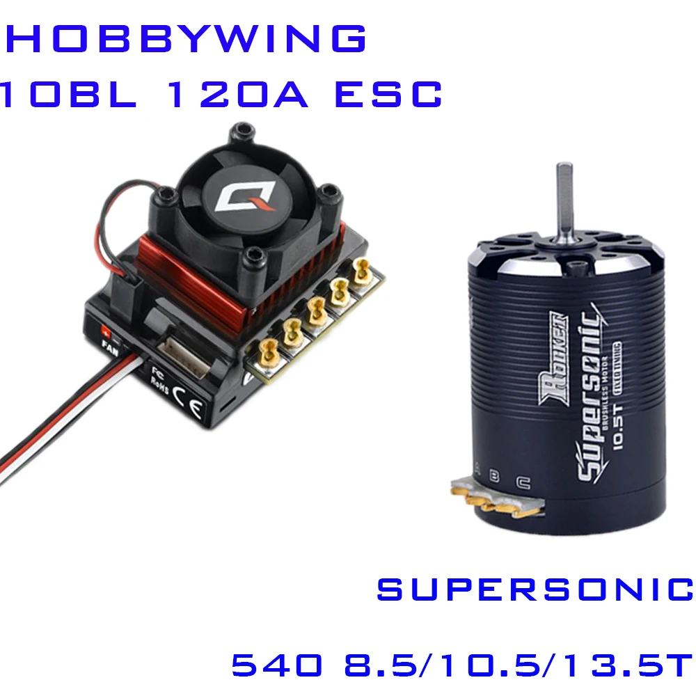 Hobbywing RocketSupersonic 540 8.5T 10.5T 13.5T 10BL 120A ESC Sensored Brushless Motor Combo for Modified  Stock 1/10 1/12 RCCAR