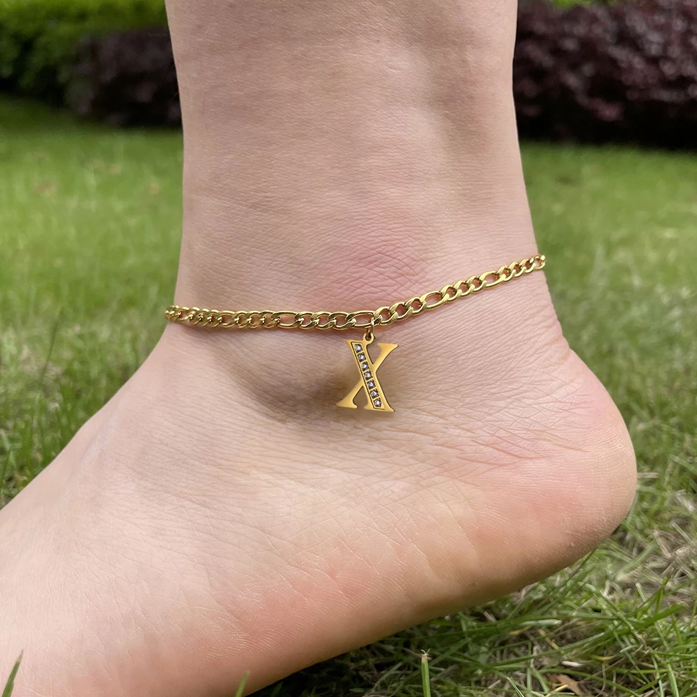 

Kkjoy Foot Chain of Women Men Silver Color S-T Letter Stainless Steel Leg Anklet Vintage Fashion Bracelet Barefoot Jewelry Gift