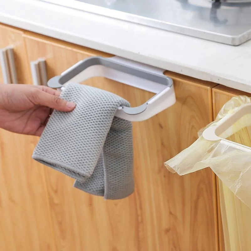 

Trash Bag Holder Hanging Colorful Kitchen Cabinet Door Plastic Portable Garbage Rack Hook Scouring Pad Dry Shelf Kitchen Tools