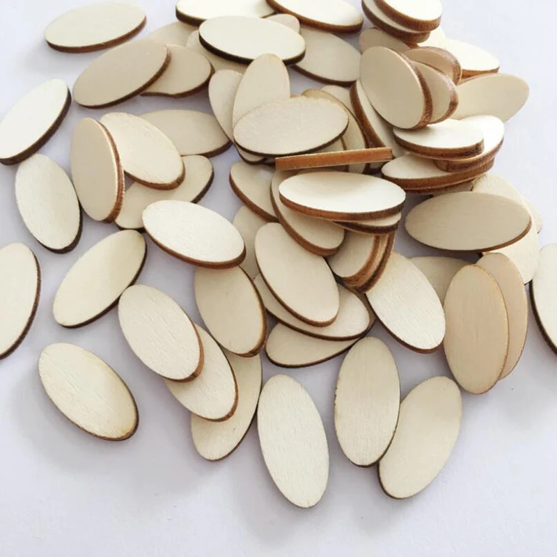 

Natural Oval Wood Chips DIY Handmade Wooden Board Material Wooden Disc Art Craft 100PCS Baby Toys 2-4 Years,5-7 Years