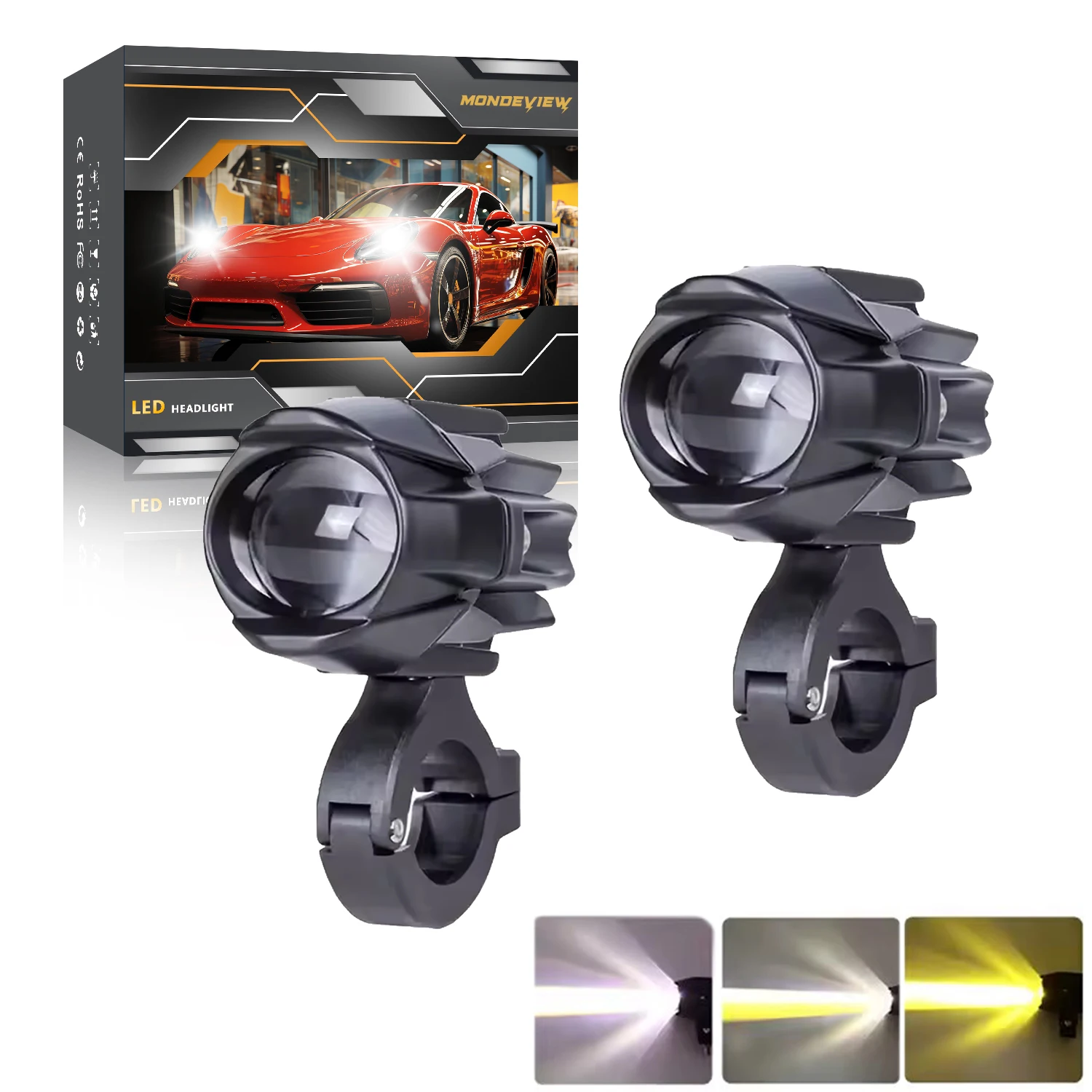 

MONDEVIEW мотоцикл 6000K прожектор 6000LM вспомогательные противотуманные фары 60 Вт автомобильные фары подходят для внедорожников Jeep внедорожник