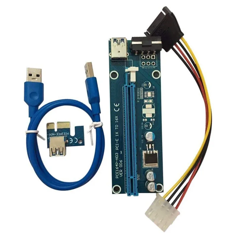 

USB 3.0 Pcie PCI-E Express Riser Card 1X to 16X GPU Extender Riser Card Adapter USB 3.0 Data Cable SATA to 4Pin IDE