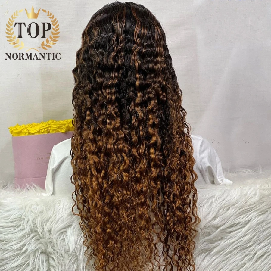 Topnormantic Ombre коричневый цвет натуральная волна U часть парик для женщин бразильские