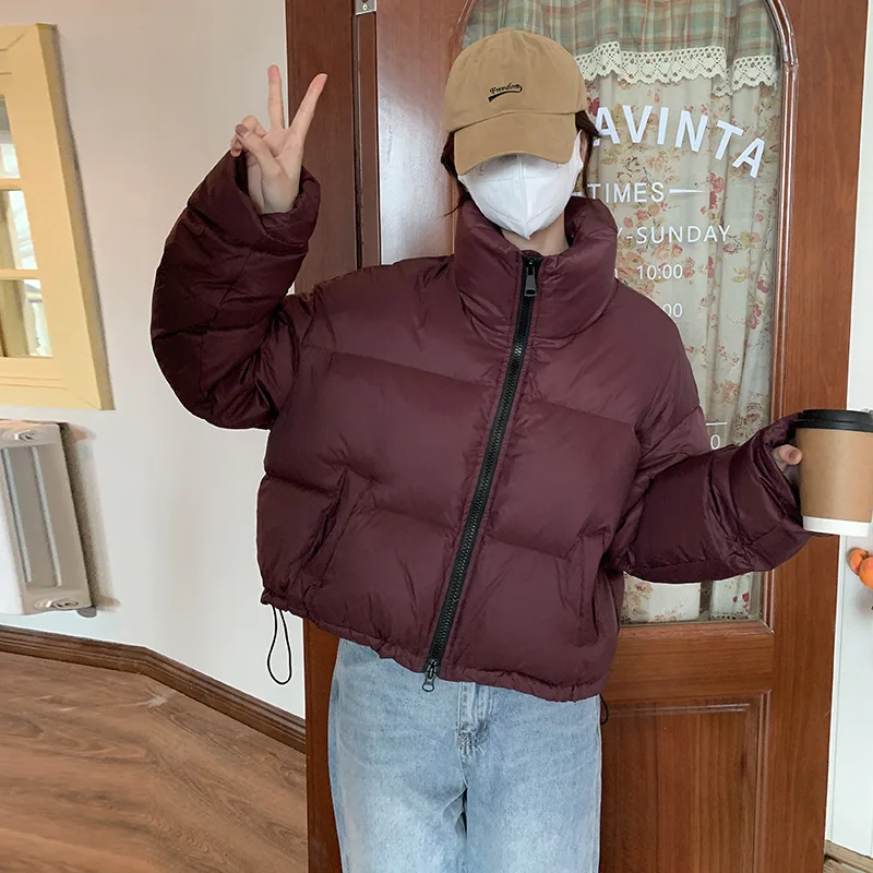 

Женская зимняя куртка, новинка 2023, теплое утепленное свободное хлопковое пальто со стоячим воротником, корейское Свободное пальто с высокой талией для хлеба, зимние парки