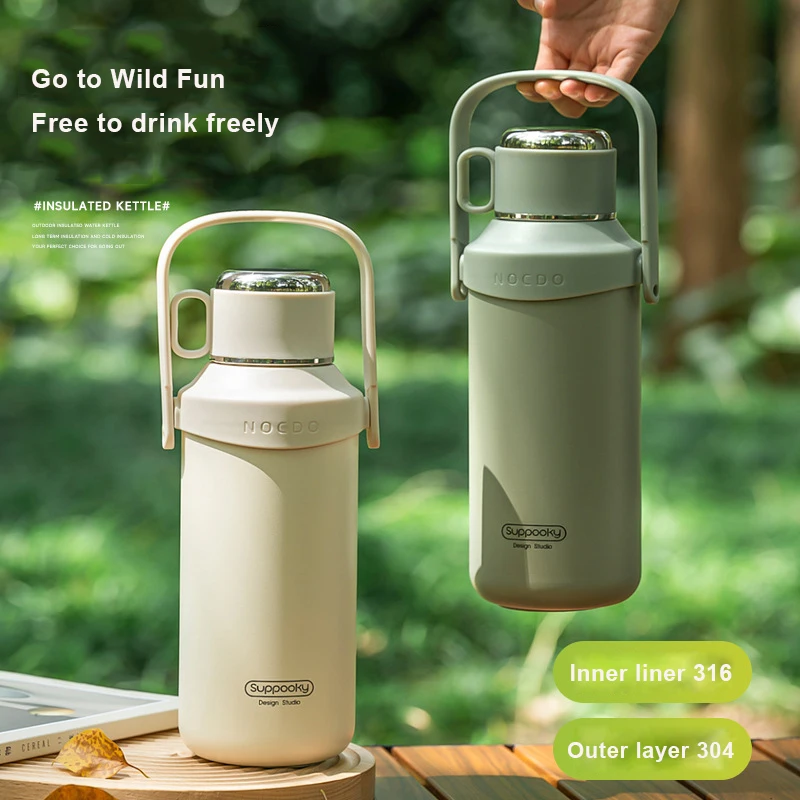

316 stainless steel large capacity insulated kettle insulated cup portable handle for men and women outdoor camping water kettle