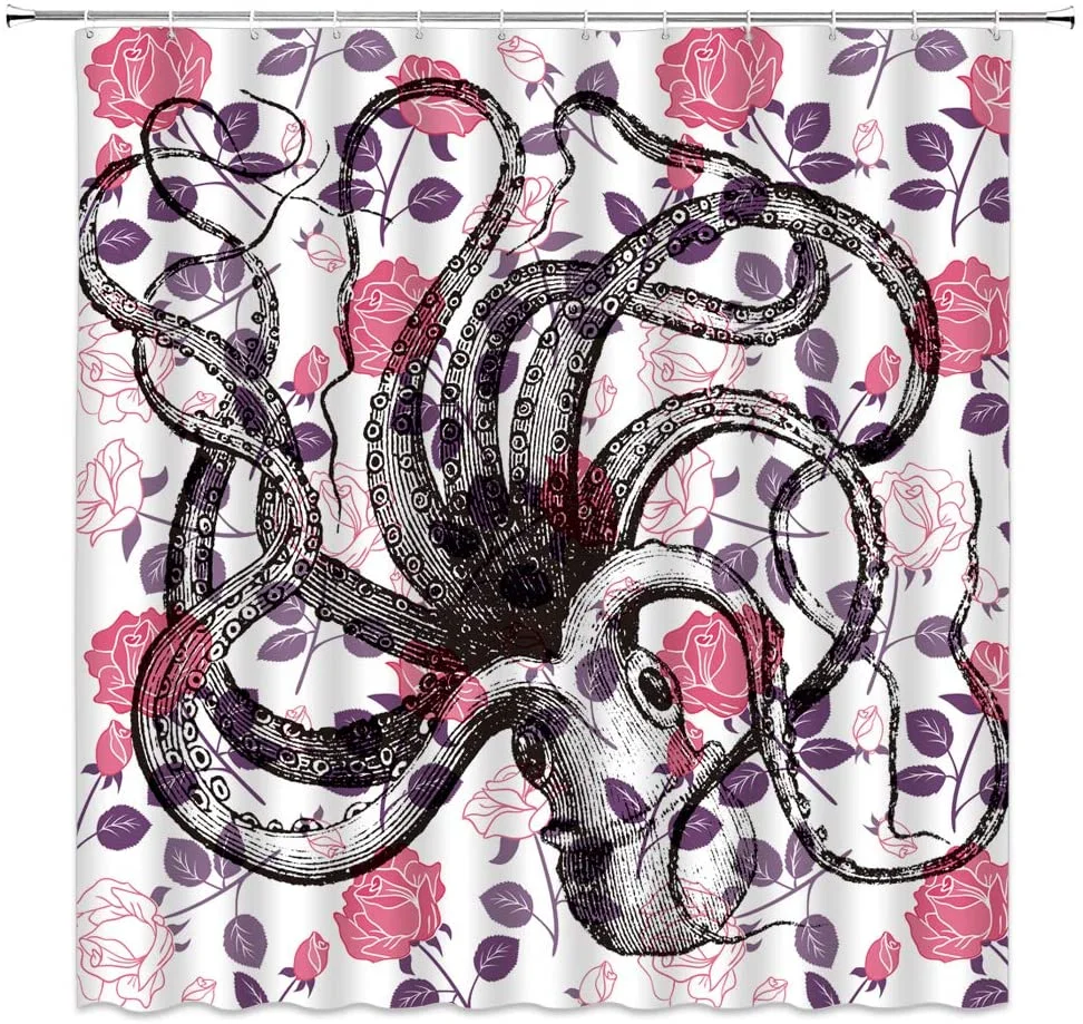 

Reef Starfish Heart Shaped Island Coconut Tree Bathtub Decoration Bedroom Curtain Shower Curtain for Bathroom