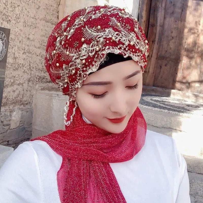 Shiny Women Beauty Floral Gold Sequin Shawl Scarf Beading Arab Islamic Wedding Fashion Hijab Chiffon Party Headscarf Head Wrap