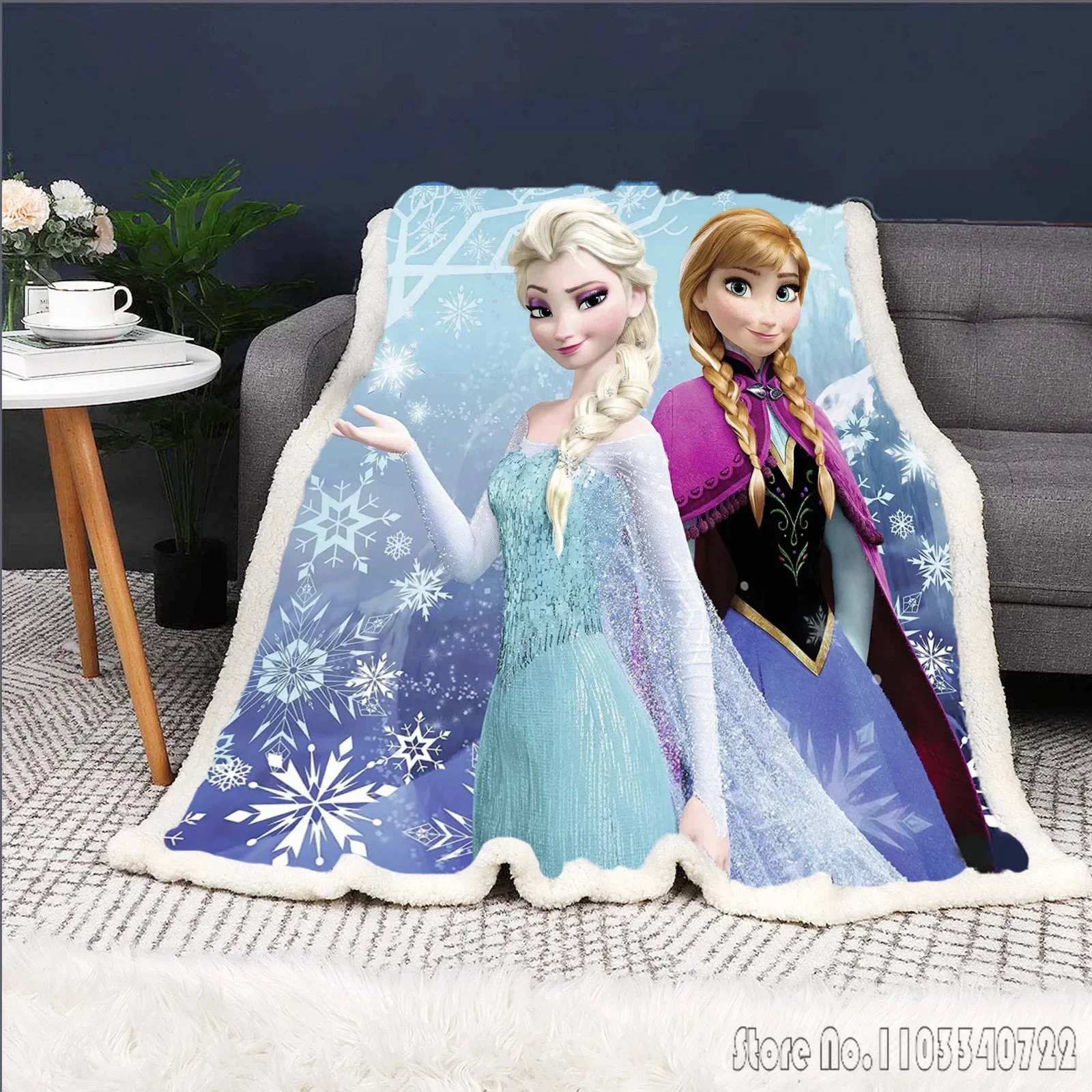 Одеяло с мультяшным принтом Disney-Frozen пушистые пледы реактивная печать кавайные