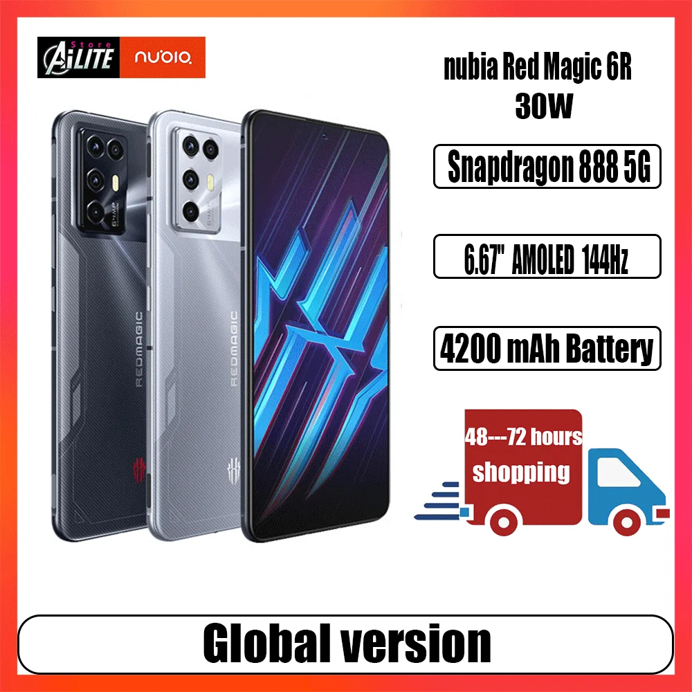 

Global Version Nubia RedMagic 6R Gaming Smartphone 6.67 Inch 12GB 128GB Snapdragon 888 Octa Core 64MP Quad Camera