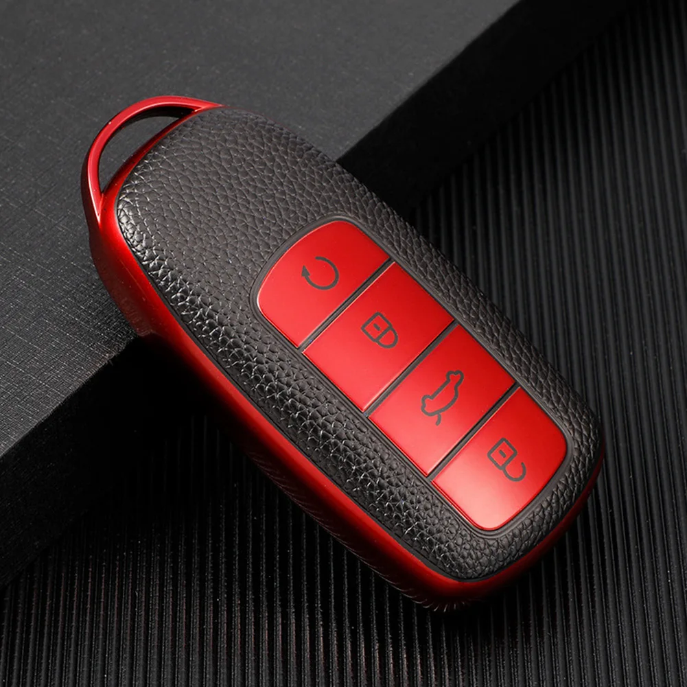 

1pc Soft TPU Leather Car Key-Case Cover Shell-Protect High-end Design For Chery Tiggo 8 Pro 8Plus Red Green Blue White 4 Colors