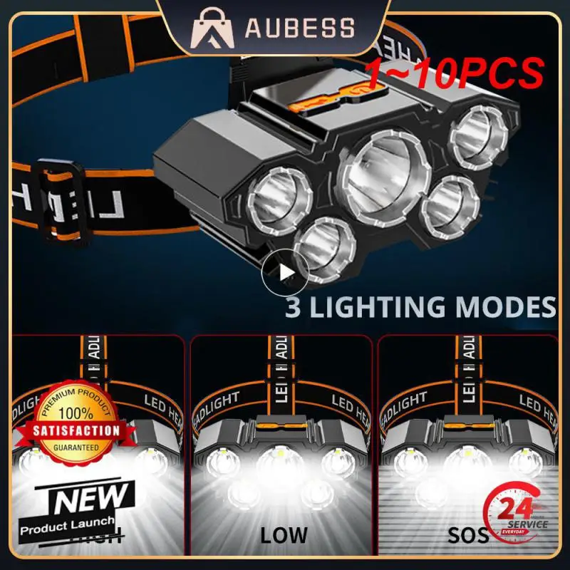 

1~10PCS Led Strong Headlight Super Bright Head-Mounted Flashlight Usb Rechargeable Built-in Battery Outdoor Rechargeable Night