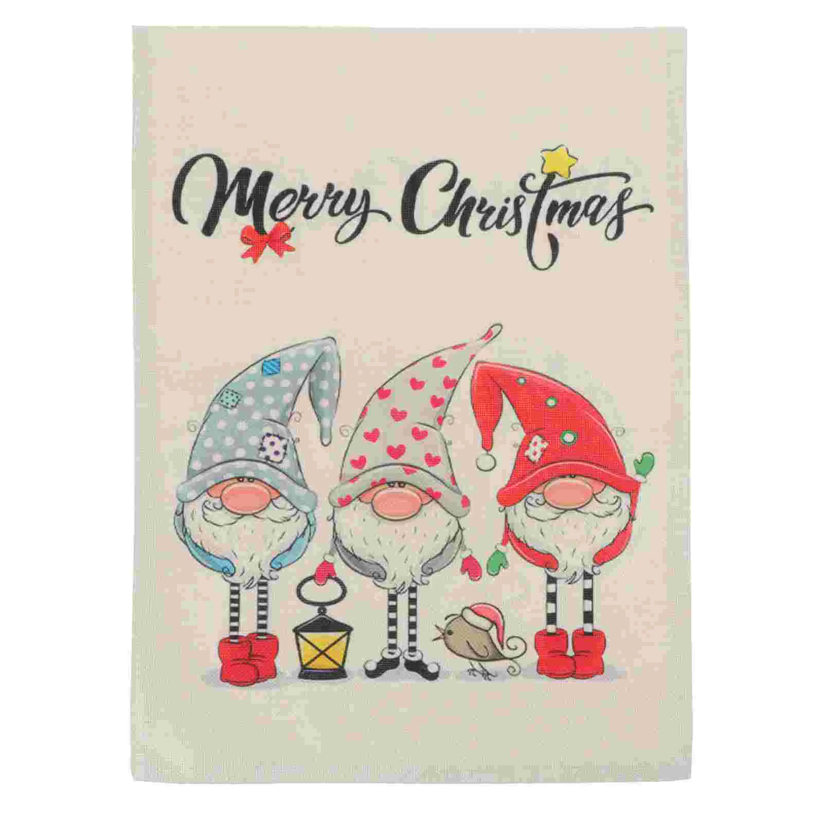 

Flag Christmas Garden Outdoordecorations Gnome Sign Courtyard Decorative Holiday Festival Welcome Banner House Double Sided