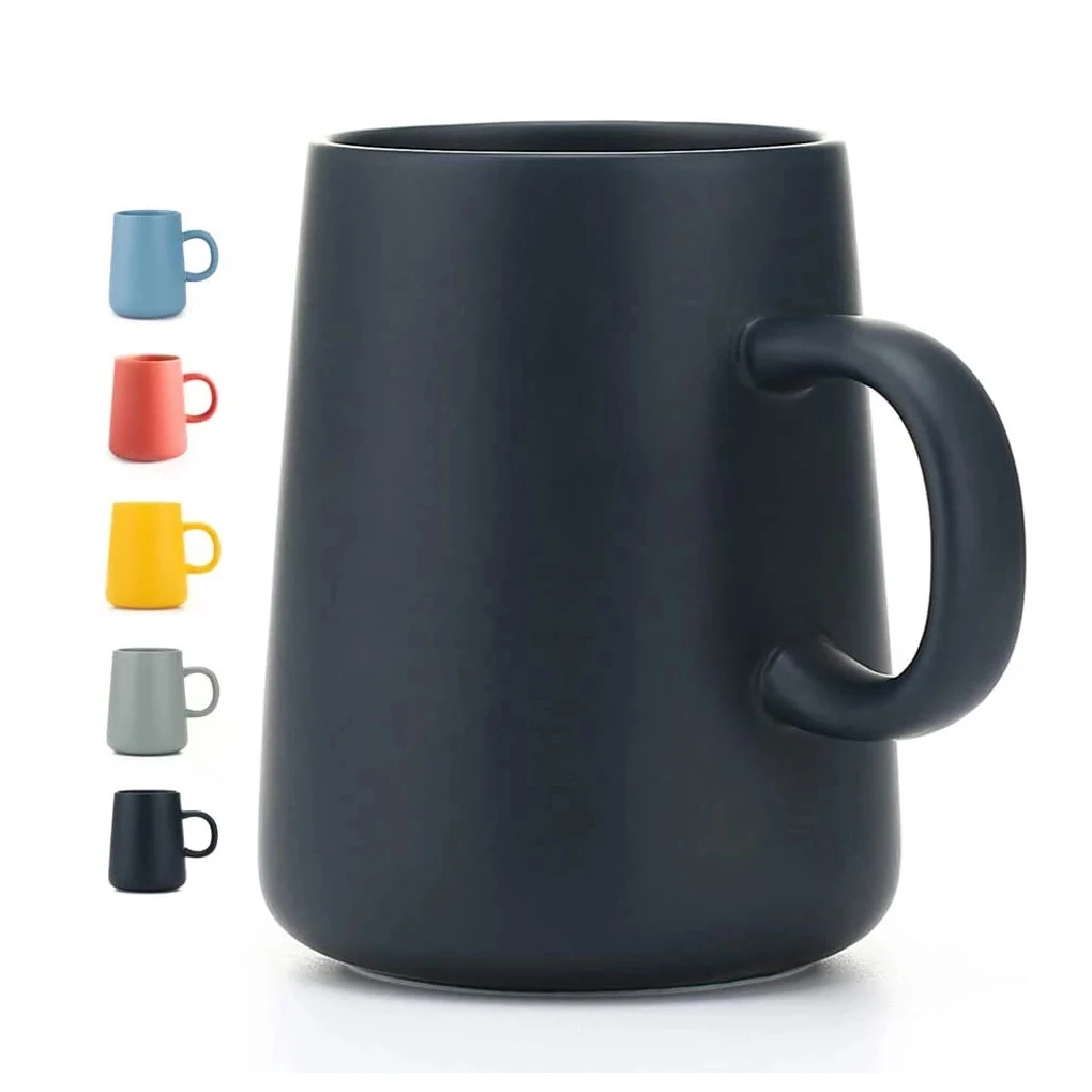

450ML Ceramic Tea Cup Extra Large Mugs Coffee Cups Wide Ceramic Single color Frosted Big Coffee Mug Tea Cup With Spoon