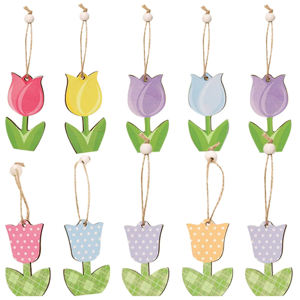 

2 Boxes Tulip Wood Chips Wooden Cutouts Pendant Decor Charm Shape Pendants Hanging Decorations Home