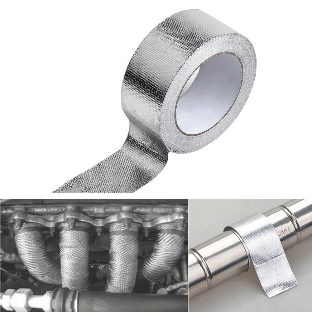 

5cm*25M Roll Aluminum Heat Shield Motorcycle Exhaust Header Pipe Heat Wrap Tape Thermal Protection Exhaust Pipe Insulat