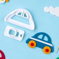 2pcs car transportation fondant birthday cake decorating cookie cutter biscuit mold sugar craft moulds for kitchen baking tools