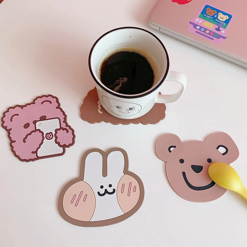 

Creative Cute Table Placemat Waterproof Heat Insulation Non-Slip Bowl Pad Cartoon Milk coffee Water Coasters Kitchen Tableware