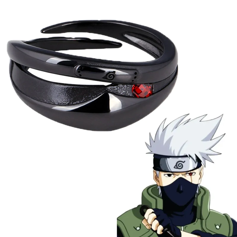 

Anime Ninja Hatake Kakashi Cosplay Rings Adjustable Opening Unisex Mask Ring Jewelry Gift Accessories Props