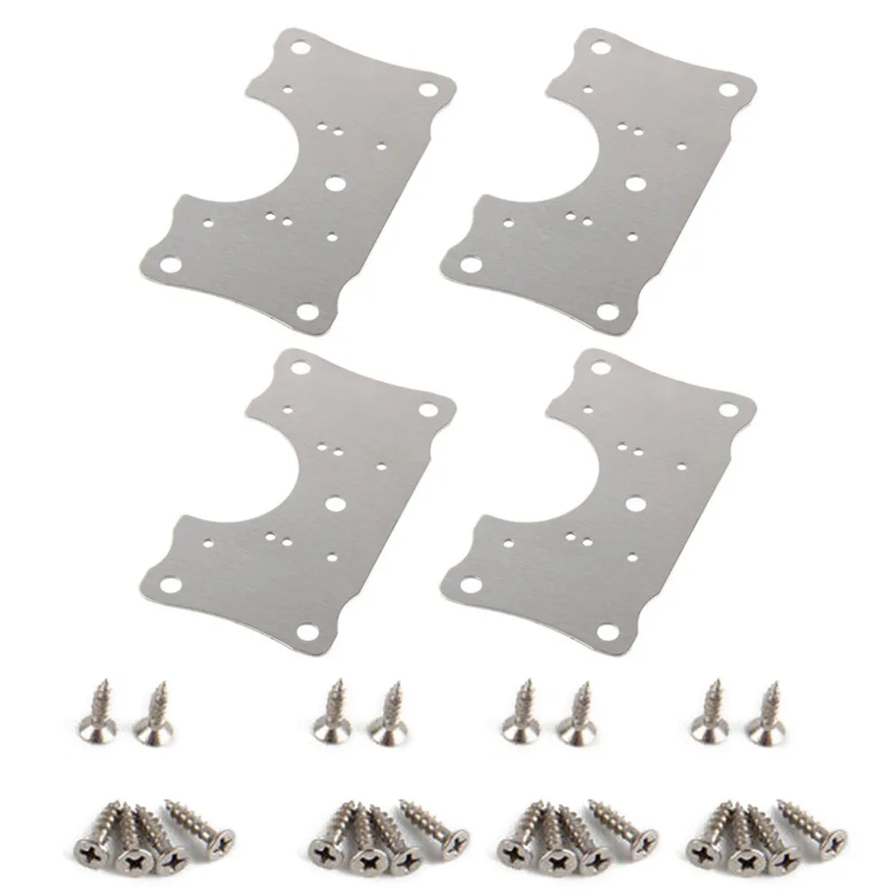 

4pcs Stainless Steel Hinges Kitchen Cupboard Door Repair Kit Practical Cabinet Plate Fixing Hinges Screws Set