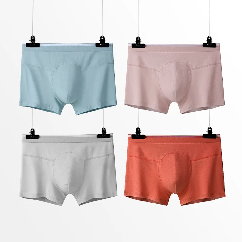 

Men's Cotton Boxer Briefs In The Waist Breathable Antibacterial Youth Pants Quadrangular Shorts
