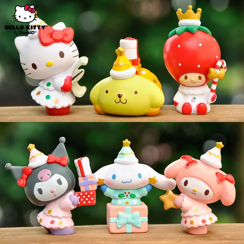 

6Pcs/set Sanrio Anime Figure Hello Kitty Christmas Toy Kawaii Cartoon Christmas Limit Model Toys Christmas Decoration