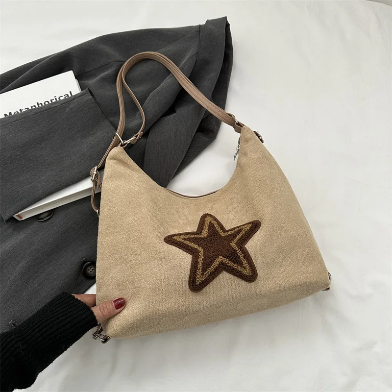 

Canvas Women Underarm Shoulder Bag Solid Color Fashion Bucket Bag Ins Chic Coin Wallet Handbag Casual Girl Big Capacity Backpack