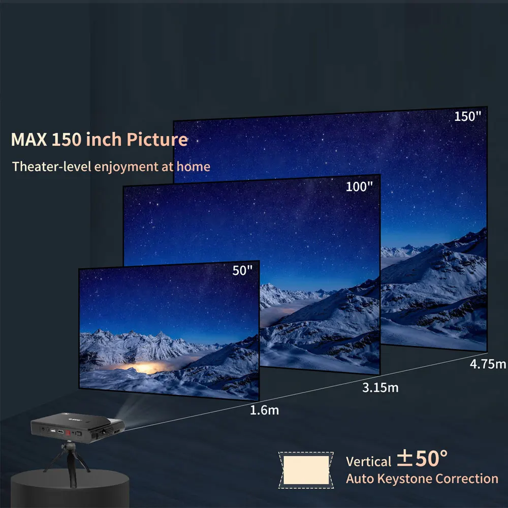 Карманный мини-проектор проектор для дома DLP Wi-Fi экран 150 дюйма Full HD домашний