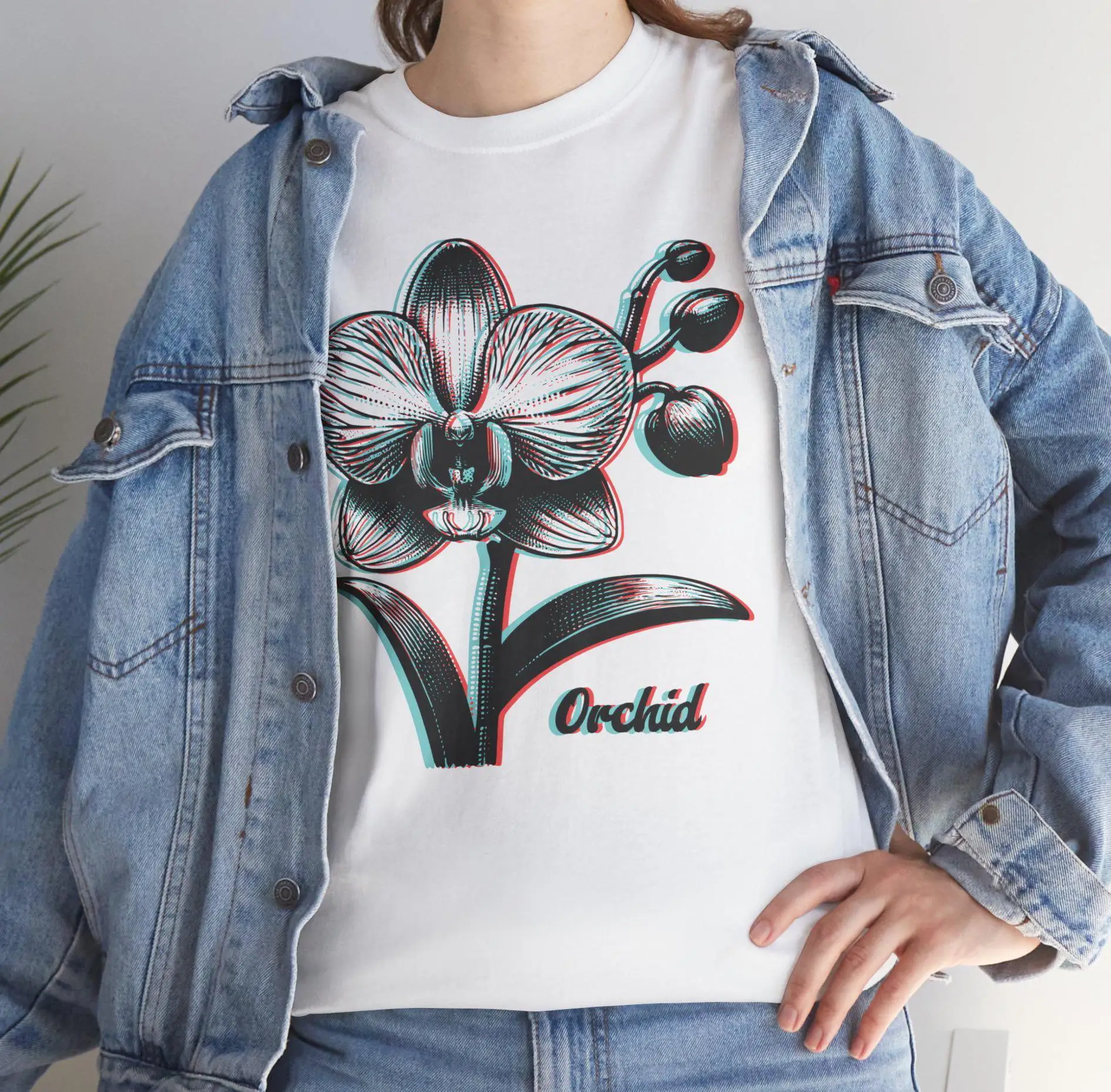 Футболка с 3D орхидеей 3 цвета эффект цветка природа лето унисекс