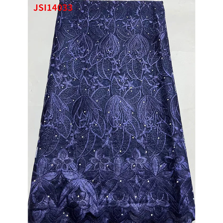 

French Mesh embroidery and drilling Wedding Cloth High End Nigerian Tulle Net Lace Fabric Party Dress JSI14033