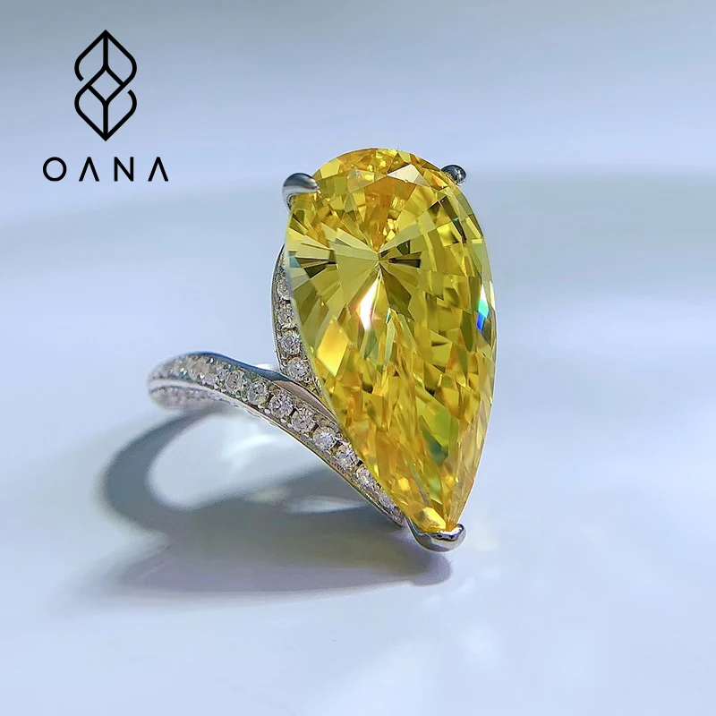 OANA 925 Серебро Имитация Высокоуглеродистых бриллиантов Капля воды желтые