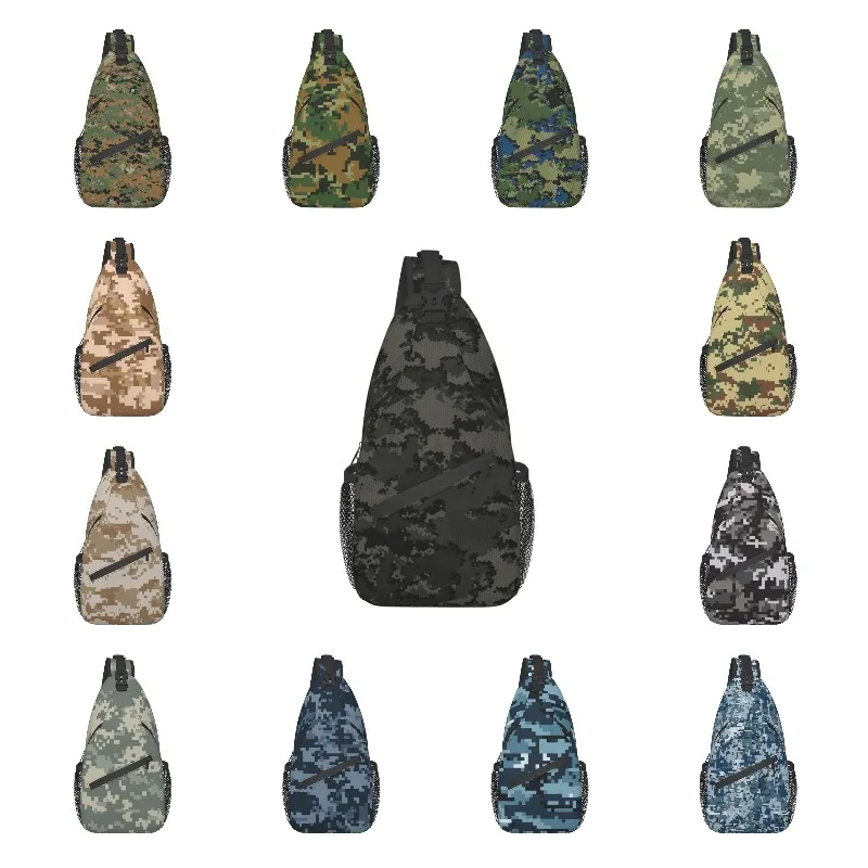 Camouflage Sling Bags Men Cool Military Camo Shoulder Crossbody Chest Backpack Travel Hiking Daypack