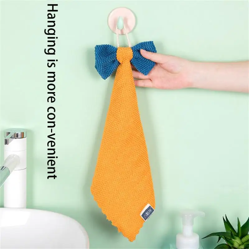 

Highly Absorbent Clean Towels Thoughtful Lanyard Bows Cute And Playful Design Not Fading Wipe Towels High Density Coral Velvet