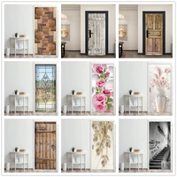 custom size door stickers porte 3d pvc wallpaper for living room bedroom home design decor wall decal self adhesive poster mural