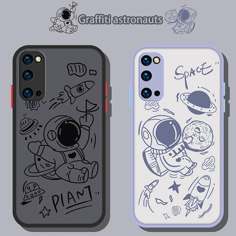 

New Astronaut Matte Case For Samsung Galaxy Note 20 Ultra 10 Pro 9 8 S21 Plus S20 FE S10 Lite S10E S9 S8 M32 M51 M31 Clear Cover