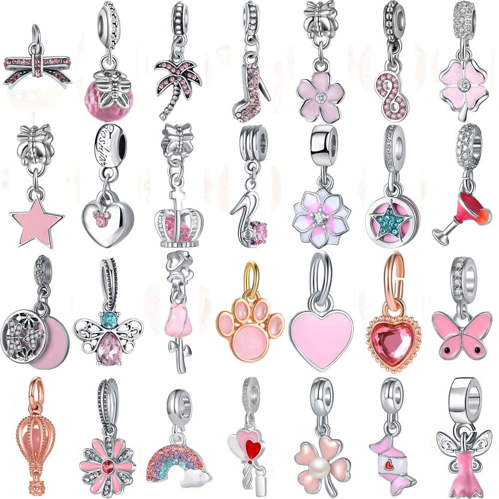 

Эмалированные шармы-бусины розового цвета для браслета «сделай сам»