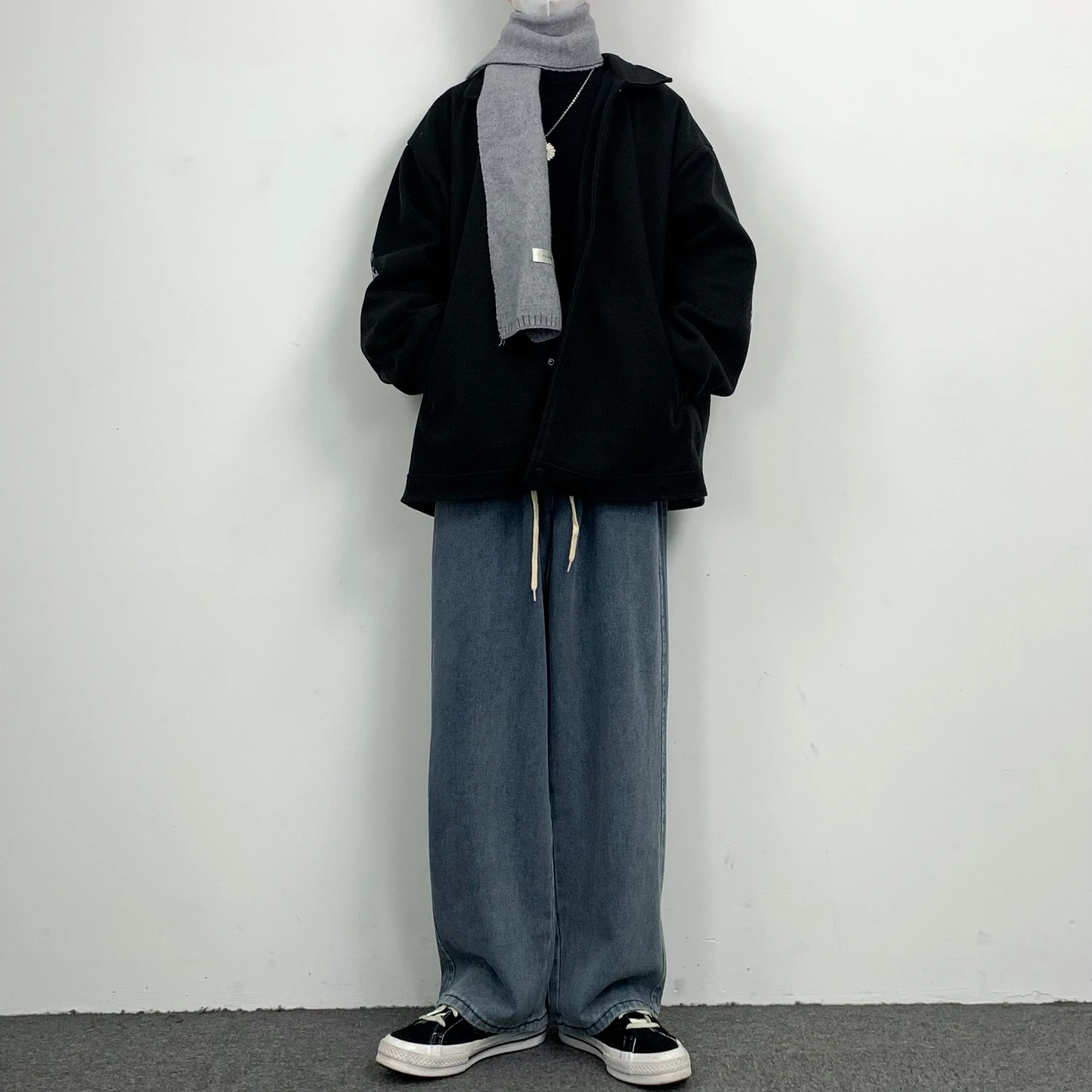 JEAN MAN Hip Hop Loose Straight Drawstring Casual Wide Leg Women Jeans High Street Jeans Men Loose Jeans Street Pants Y2k Pants