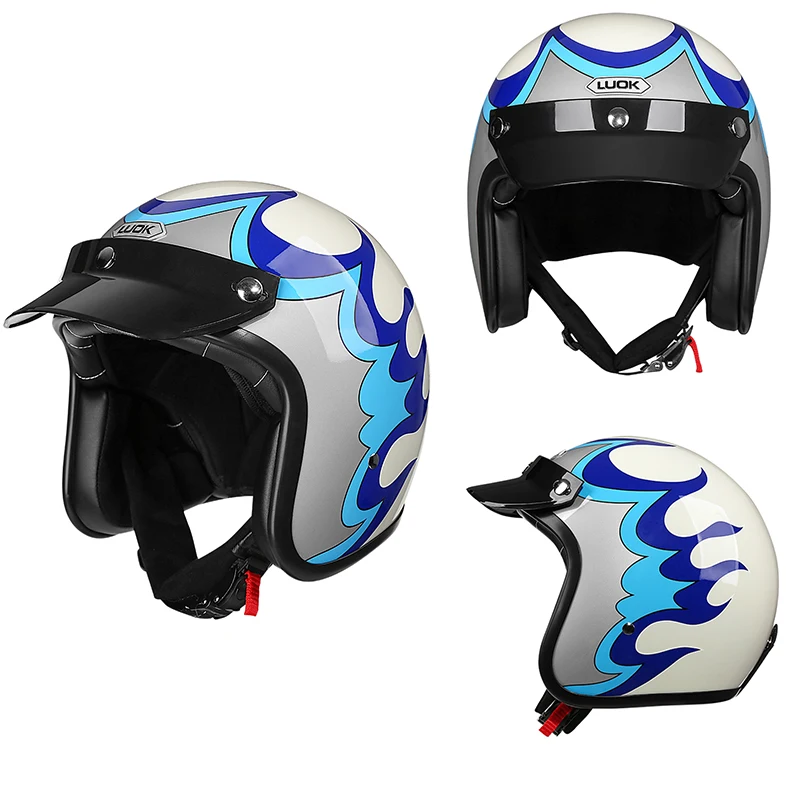 2023 Vintage 3/4 Jet Open Face Motorcycle Helmet Helmets for Electric Scooter Retro Moto German Men's Cafe Racer Chopper Women's