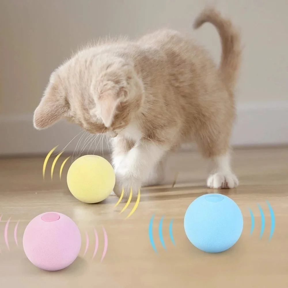 

3 Colors Cat Toys Gravity Ball Smart Touch Sounding Toys Interactive Pet Toys Squeak Toys Ball Pet Training Supplies Catnip