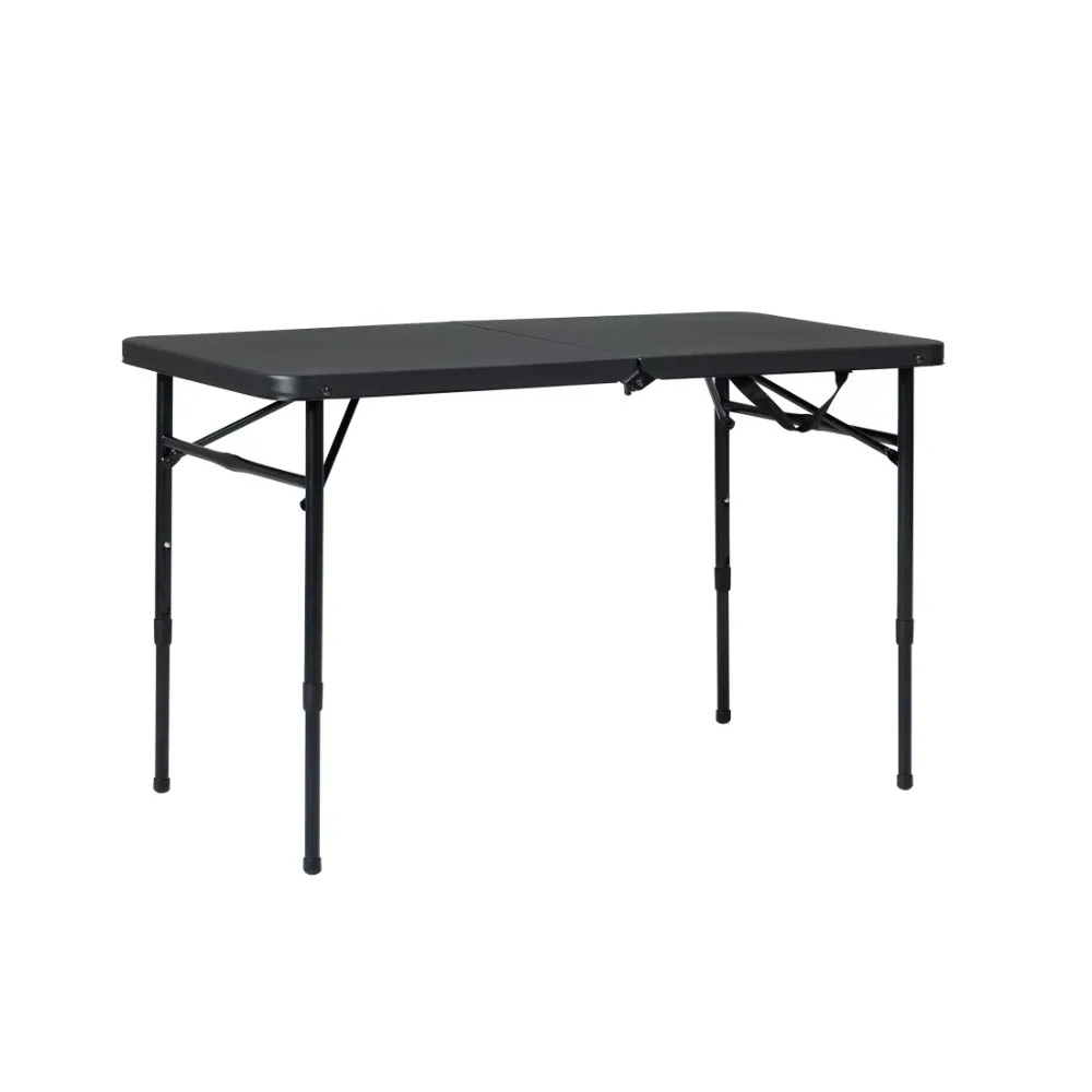 

Foldable Camping Table Ultralight Folding 40“L X 20”W Plastic Adjustable Height Fold-in-Half Folding Table Rich Black Picnic