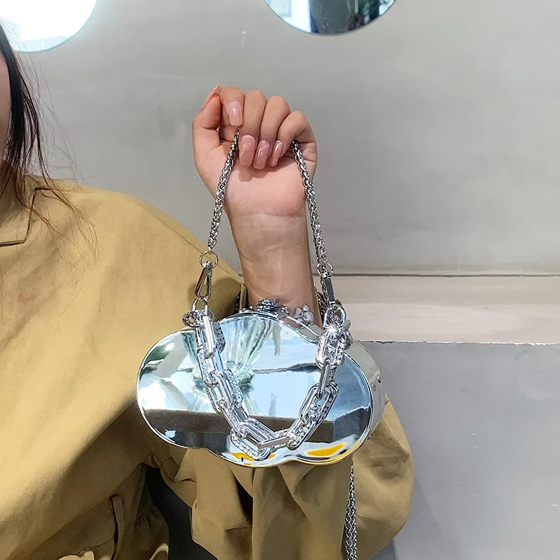 

Golden Cloud Bag 2023 Summer Personalized Ins Fashion Chain Bag Handheld Crossbody Bag Metal Box Bag For Women