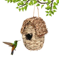 1pc birds nest bird cage natural grass egg cage bird house outdoor decorative weaved hanging parrot nest house pet bedroom