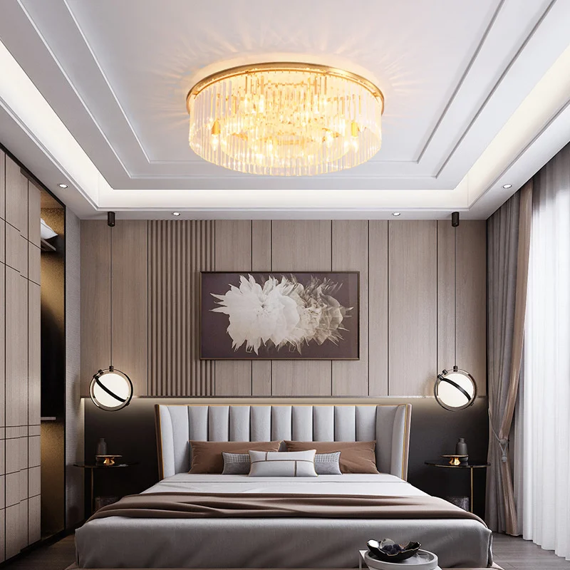 Хрустальная потолочная лампа в стиле пост-модерн современная простая медная для