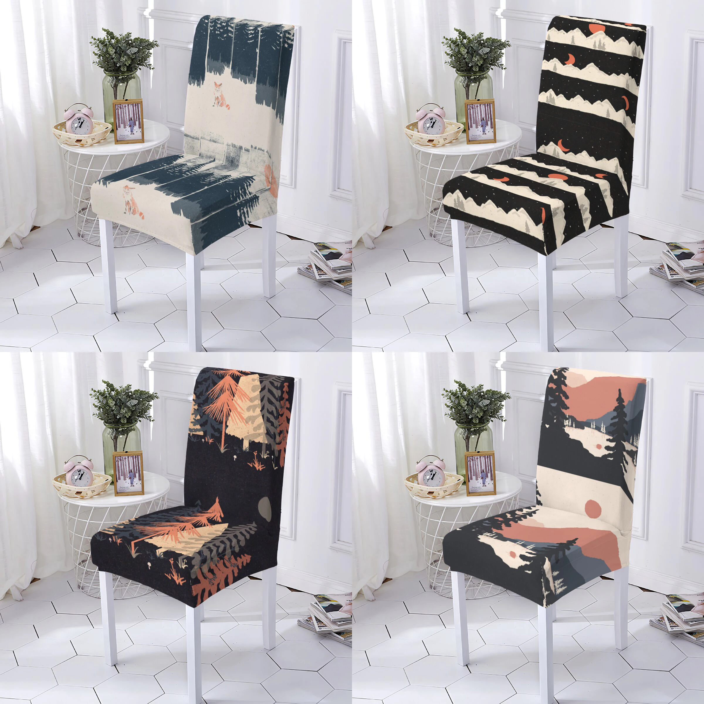 

Natural Scenery Style Office Chair Cover Living Room Chairs Covers Kitchen Chair Cover Plant Pattern Chairs Case Home Stuhlbezug