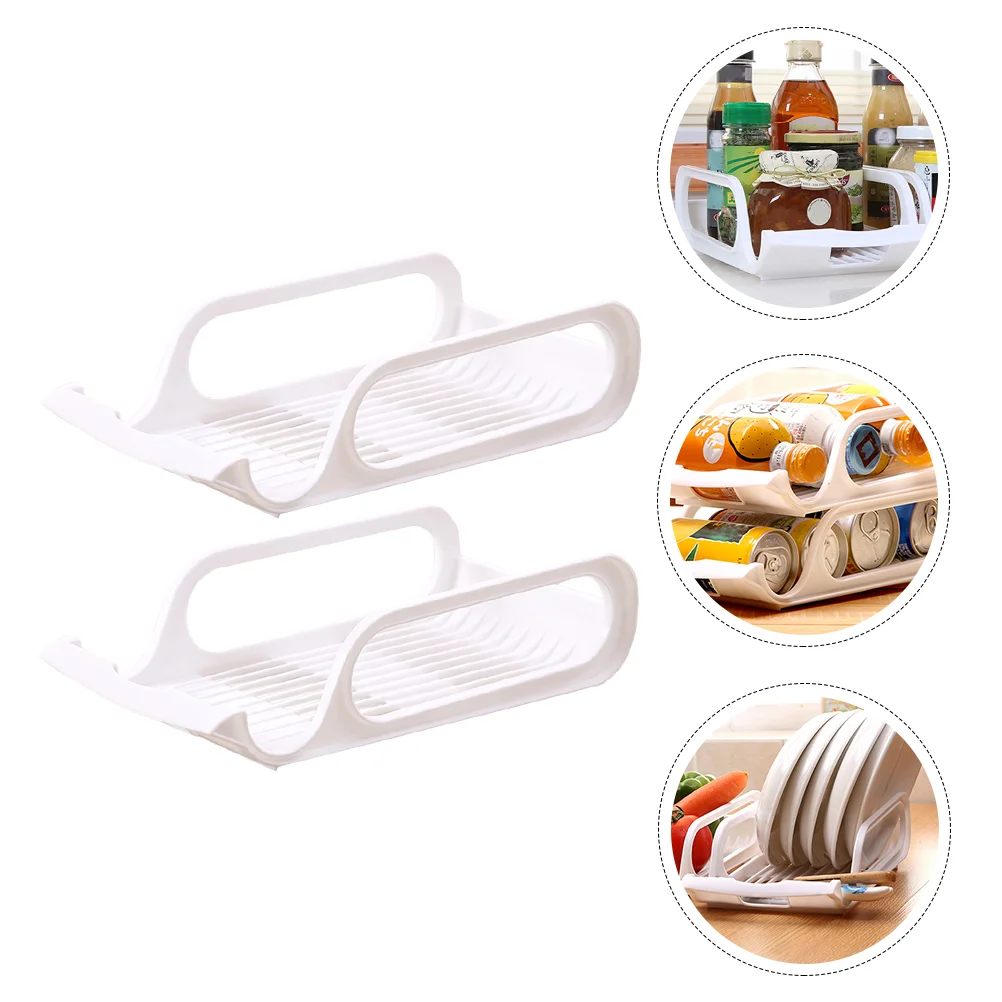 

2 Pcs Beer Rack Vegetable Storage Container Plastic Organizer Bins Cold Stackable Bowl Soda Can