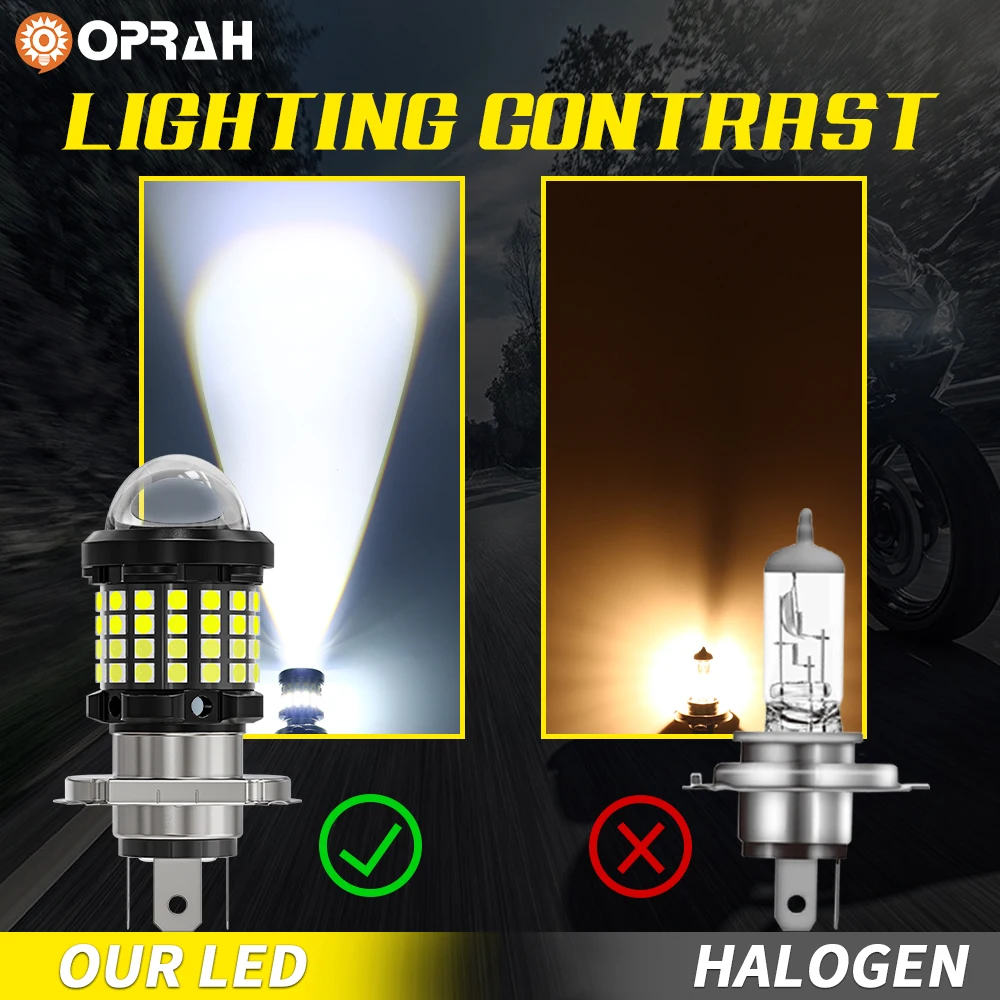 Лампы для мотоциклетных Фар H4 светодиодный Canbus BA20D 60SMD 3030 Сверхъяркие фары