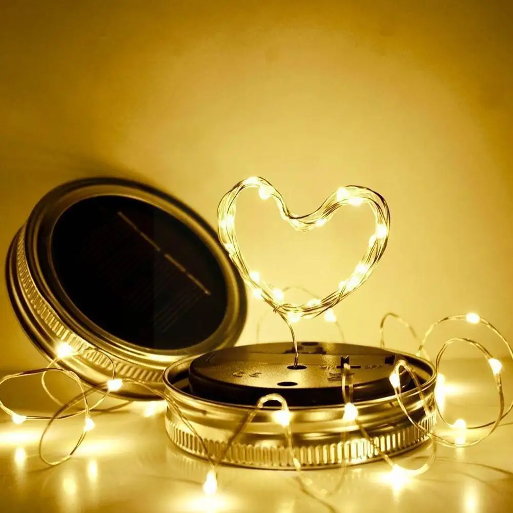 

6 Pcs Solar Mason Jar Light Lid String Handle LED Chandelier For Garden Decoration Colorful Lights Home Decoration U9G8